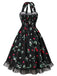 Multicolor 1950s Halter Floral Lace Hem Dress, vintage dress, retro fashion, rockabilly, pin-up fashion - perfect for women who love vintage and retro fashion