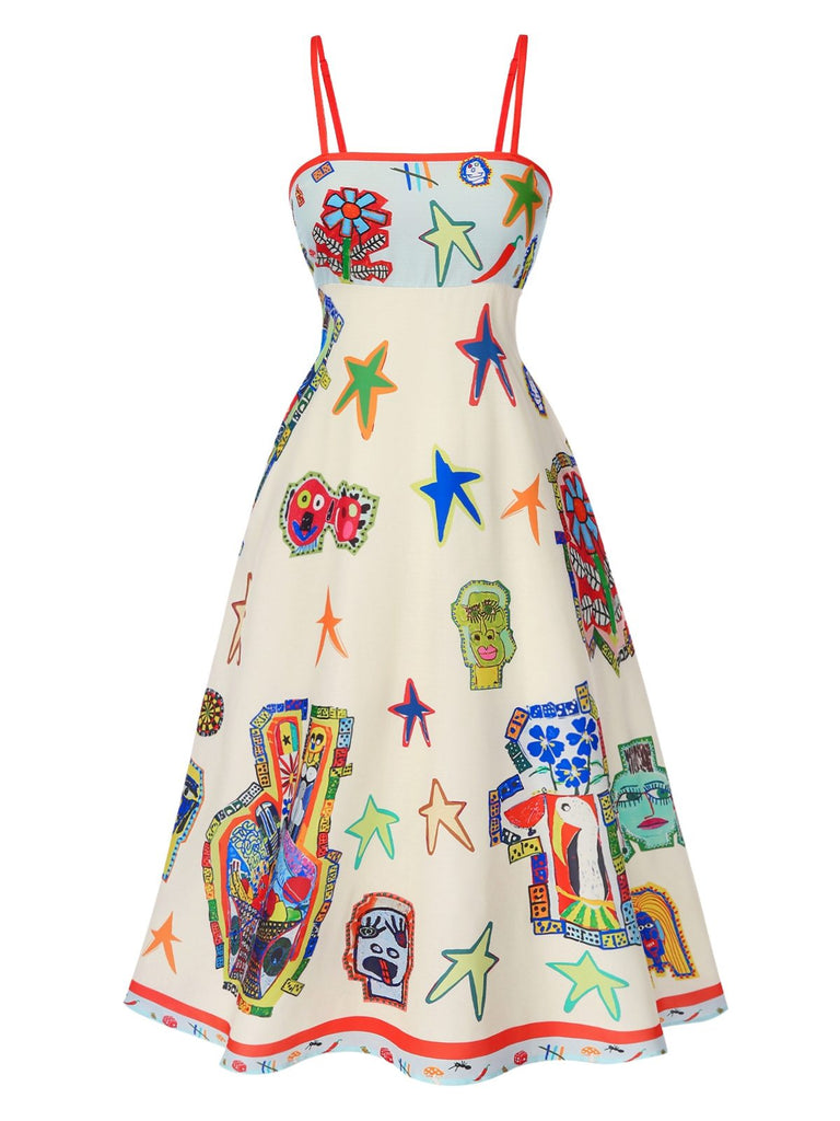 She slips into this Multicolor 1950s Marine Life Print Dress and suddenly it's a 1950s daydream