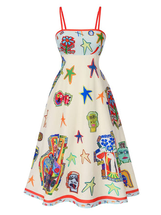 She slips into this Multicolor 1950s Marine Life Print Dress and suddenly it's a 1950s daydream