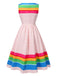 Multicolor 1950s Rainbow Striped Boat Neck Dress — the kind of 1950s dress that makes strangers smile