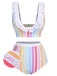 Multicolor 1950s Rainbow Stripes Swimsuit, vintage swimsuit, pin-up swimwear - perfect for women who love vintage and retro fashion