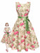 She slips into this Multicolor 1950s Rose Pictorial Belted Dress and suddenly it's a 1950s daydream