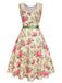 Multicolor 1950s Rose Pictorial Belted Dress — a 1950s silhouette that turns sidewalks into runways