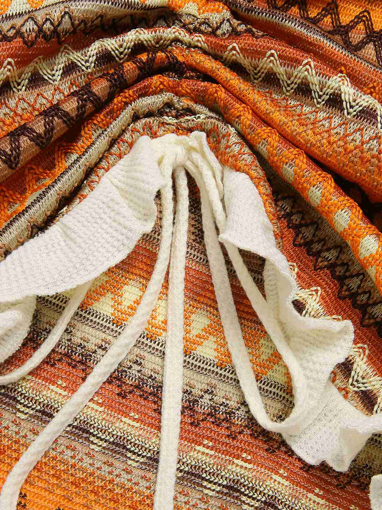 1960s Bohemian Drawstring Knit Straps Dress — a 1960s silhouette that turns sidewalks into runways