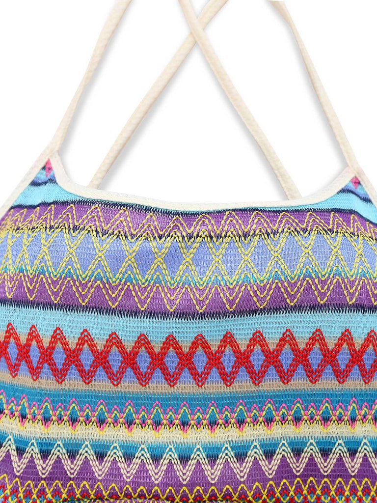 This 1960s Bohemian Drawstring Knit Straps Dress wraps her in 1960s elegance, one twirl at a time