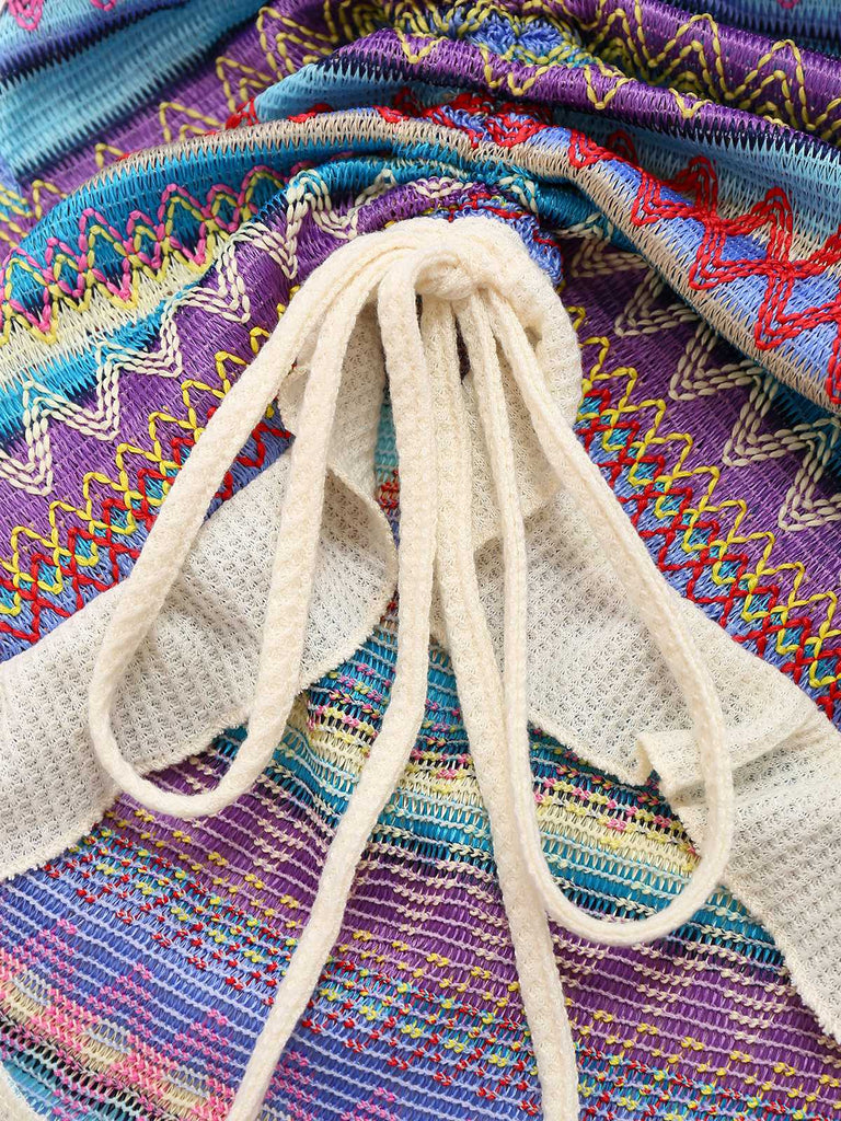 1960s Bohemian Drawstring Knit Straps Dress — the kind of 1960s dress that makes strangers smile