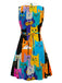Multicolor 1960s Cats A-Line Peter Pan Collar Dress, vintage dress, retro fashion - vintage inspired fashion
