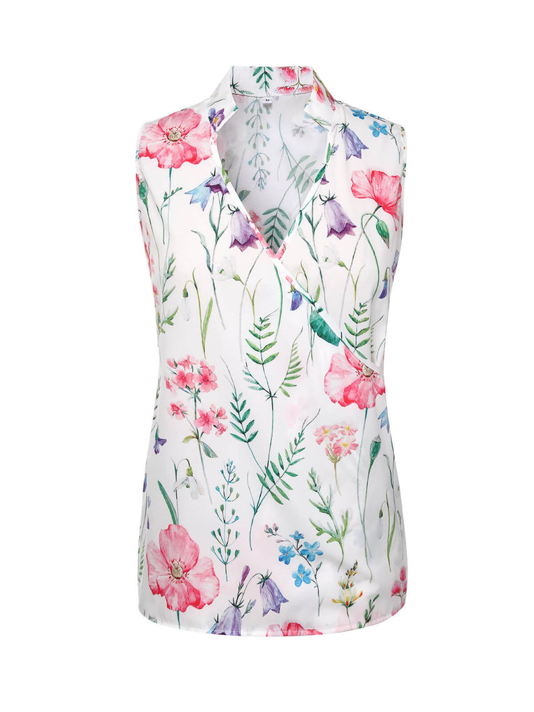 Multicolor 1960s Floral Surplice V Neck Tops, vintage top, retro blouse - perfect for women who love vintage and retro fashion