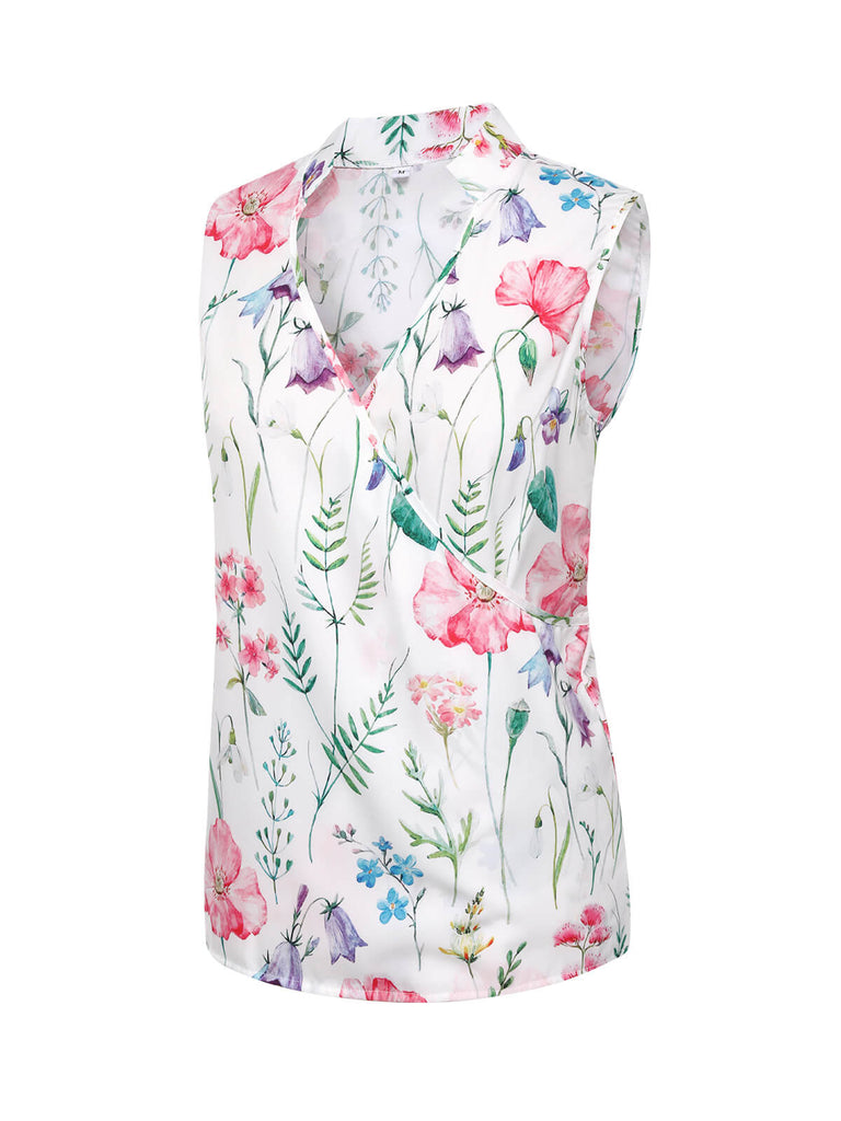 Multicolor 1960s Floral Surplice V Neck Tops, vintage top, retro blouse - perfect for women who love vintage and retro fashion