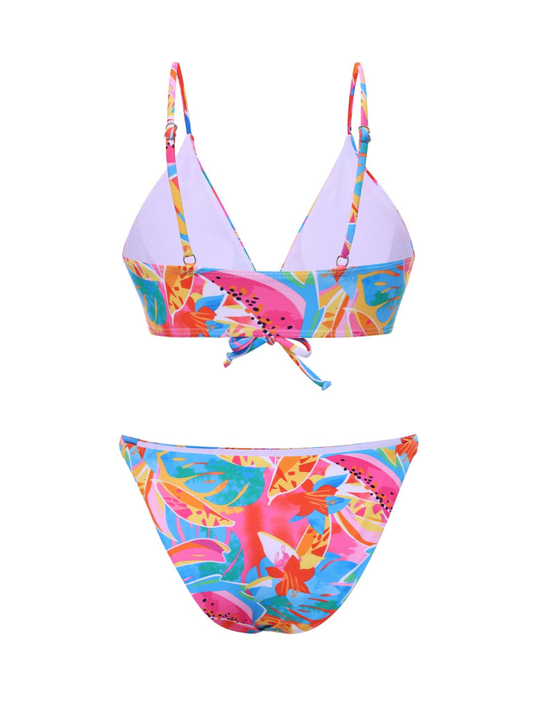 Multicolor 1960s Fruit Print Straps Bikini Set - vintage fashion, retro style