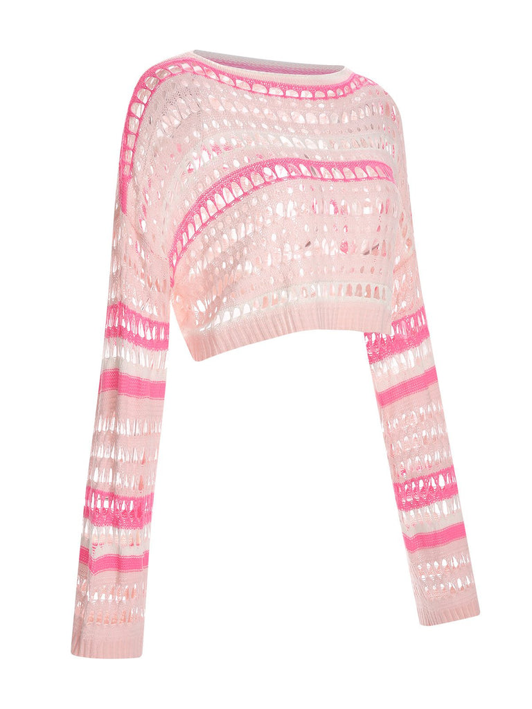 Multicolor 1960s Hollow Knitted Cover-Up Tops - vintage fashion, retro style