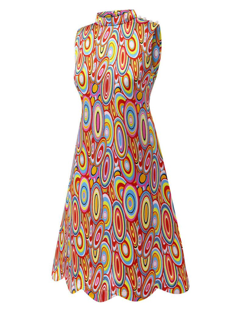 Multicolor 1960s Pearl Button Sleeveless Dress, vintage dress, retro fashion - perfect for women who love vintage and retro fashion