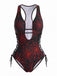 Red 1960s Star Stripe Cutout Strappy Swimsuit, vintage swimsuit, pin-up swimwear, retro beach style, women, elegant