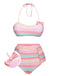 Multicolor 1960s Rainbow Mesh Bow Swimsuit, vintage swimsuit, pin-up swimwear - perfect for women who love vintage and retro fashion
