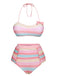 Multicolor 1960s Rainbow Mesh Bow Swimsuit, vintage swimsuit, pin-up swimwear - perfect for women who love vintage and retro fashion