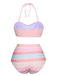 Multicolor 1960s Rainbow Mesh Bow Swimsuit, vintage swimsuit, pin-up swimwear - perfect for women who love vintage and retro fashion