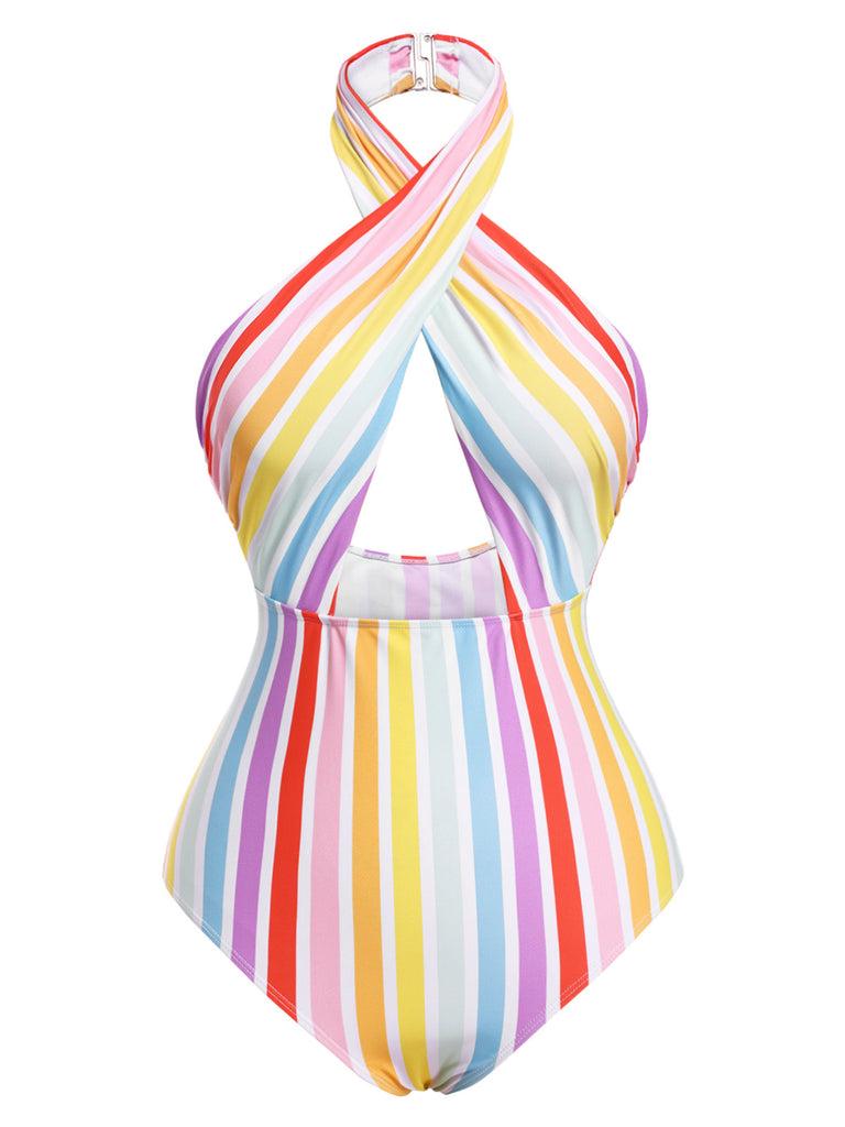 1960s Stripe Halter Swimsuit | 1960s | vintage swimsuit, retro beachwear