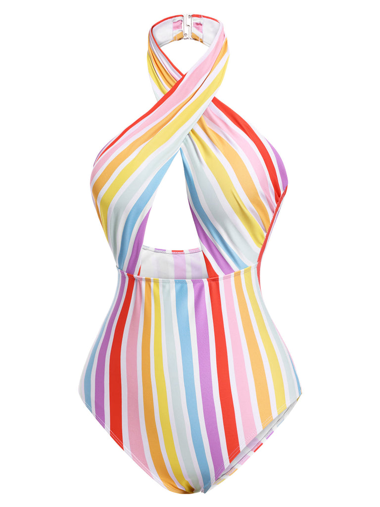 1960s Stripe Halter Swimsuit | 1960s | vintage swimsuit, retro beachwear