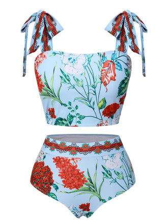 She's wearing Multicolor 1960s Strap Floral Swimsuit and the whole beach remembers the 1960s
