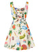 Multicolor 1960s Tropical Fruits Wide-Straps Dress: where 1960s romance meets her modern spirit