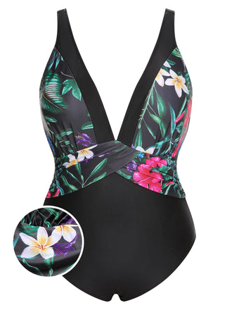 She's wearing Multicolor 1960s V-Neck U-Back Swimsuit and the whole beach remembers the 1960s