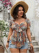 Multicolor 1970S Boho Sun Print Bow Front Top - vintage fashion, retro style