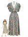Multicolor 1970s Bohemia Ruffle Sleeve Smocked Dress - vintage dress, retro fashion for vintage lovers