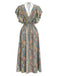 Multicolor 1970s Bohemia Ruffle Sleeve Smocked Dress - vintage dress, retro fashion for vintage lovers