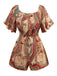 Multicolor 1970s Bohemian Off-Shoulder Romper - vintage jumpsuit, retro fashion
