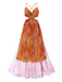 She slips into this Multicolor 1970s Bohemian Tie-Back Floral Mesh Dress and suddenly it's a 1970s daydream