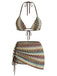 Multicolor 1970s Boho Halter Bikini Set & Cover-Up - vintage swimsuit, pin-up swimwear for vintage lovers