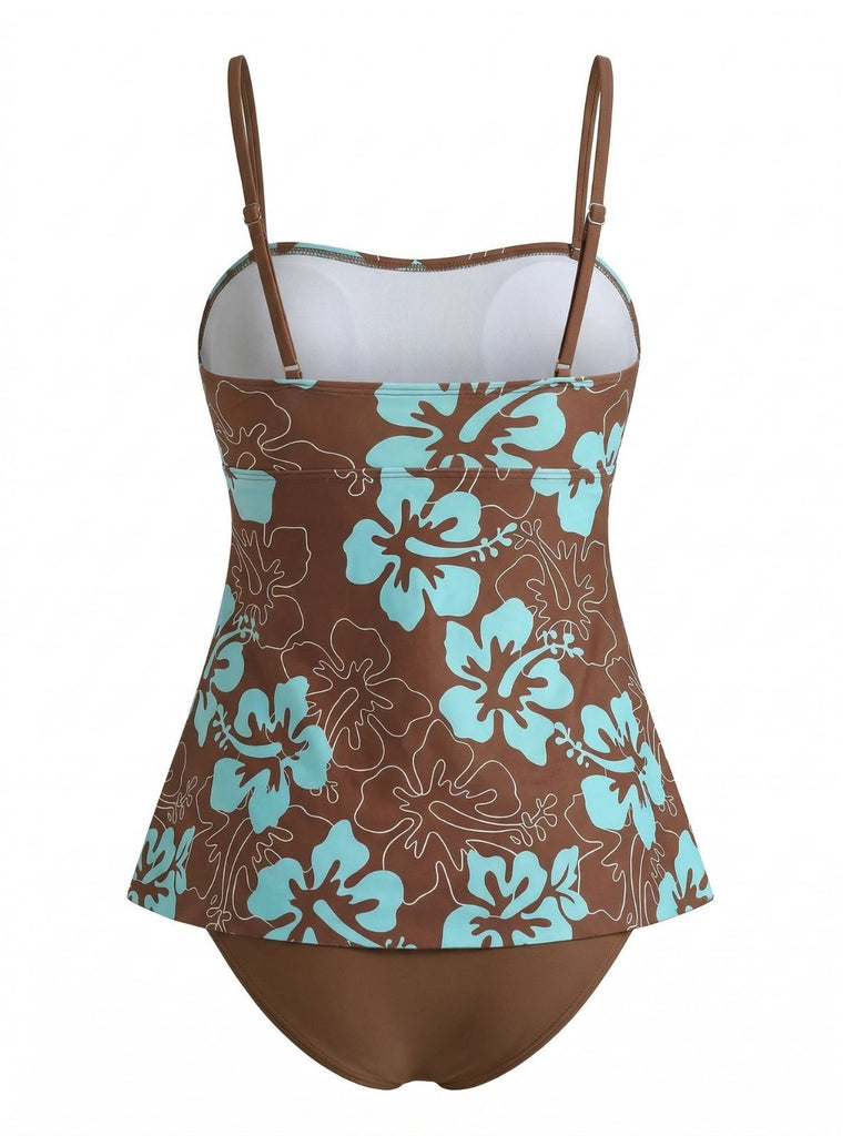 Multicolor 1970s Boho Strap Tankini Set - vintage fashion, retro style
