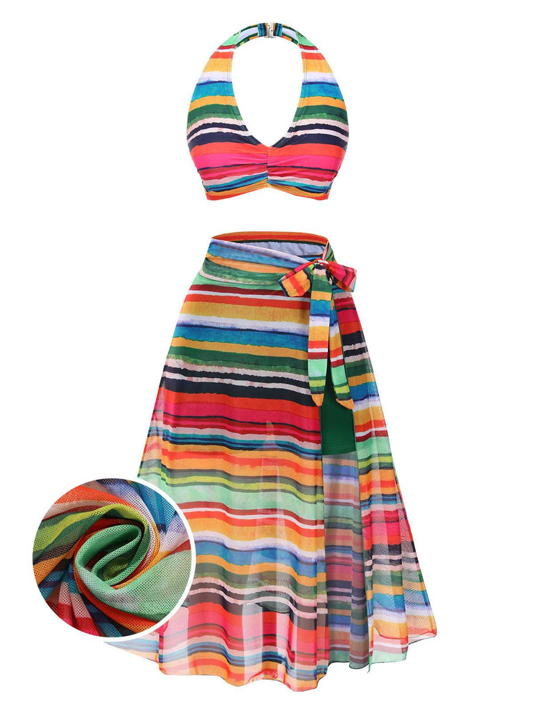 1970s Boho Stripes Swimsuit With | 1970s | vintage swimsuit, retro beachwear