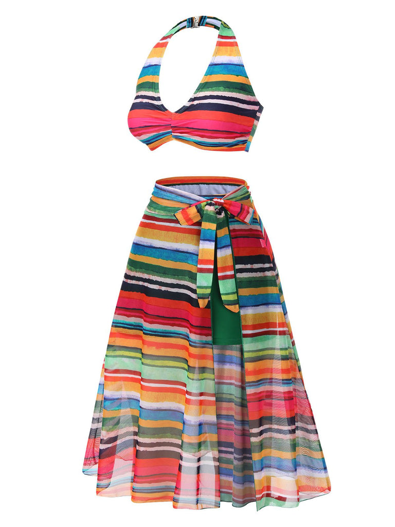 1970s Boho Stripes Swimsuit With | 1970s | vintage swimsuit, retro beachwear