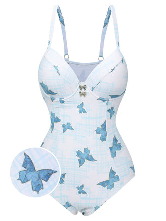She's wearing Multicolor 1970s Butterfly Bow Strap Swimsuit and the whole beach remembers the 1970s