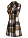 Multicolor 1970s Lapel Plaid Sleeveless Coat, vintage coat, retro outerwear - perfect for women who love vintage and retro fashion