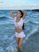 Multicolor 1970s Puff Gingham Plaid Bikini Set, vintage swimsuit, pin-up swimwear - perfect for women who love vintage and retro fashion