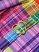 Multicolor 1970s Rainbow Plaid Bow Swimsuit, vintage swimsuit, pin-up swimwear - perfect for women who love vintage and retro fashion