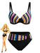 Multicolor 1970s Striped Halter Tankini Set - vintage fashion, retro style