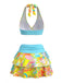 1980s Print Floral Halter Tankini Set, vintage fashion, retro style - perfect for women who love vintage and retro fashion