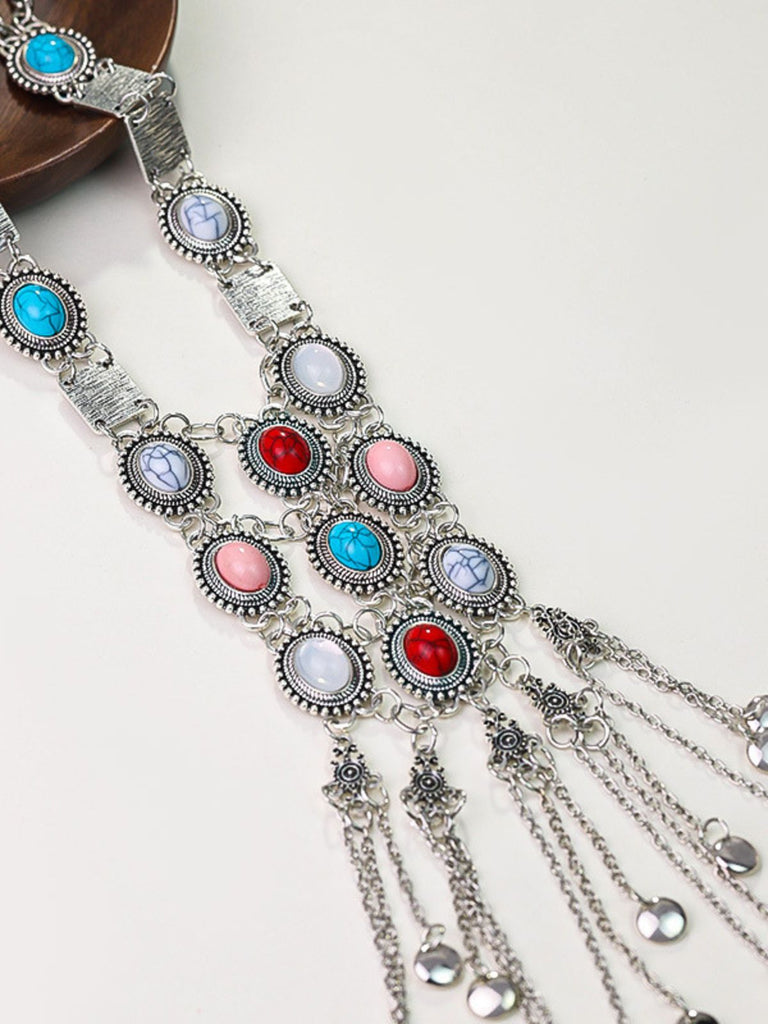 Multicolor Bohemian Tiered Tassel Fringe Necklace: beautiful vintage accessory, retro jewelry, classic style with timeless appeal