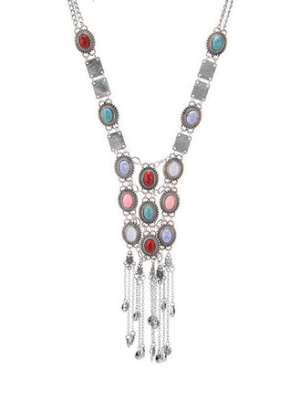 Multicolor Bohemian Tiered Tassel Fringe Necklace: beautiful vintage accessory, retro jewelry, classic style with timeless appeal