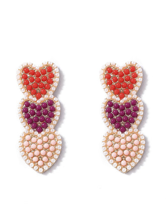 She adds this Multicolor Hearts Imitation Pearls Dangle Earrings and suddenly it's vintage perfection