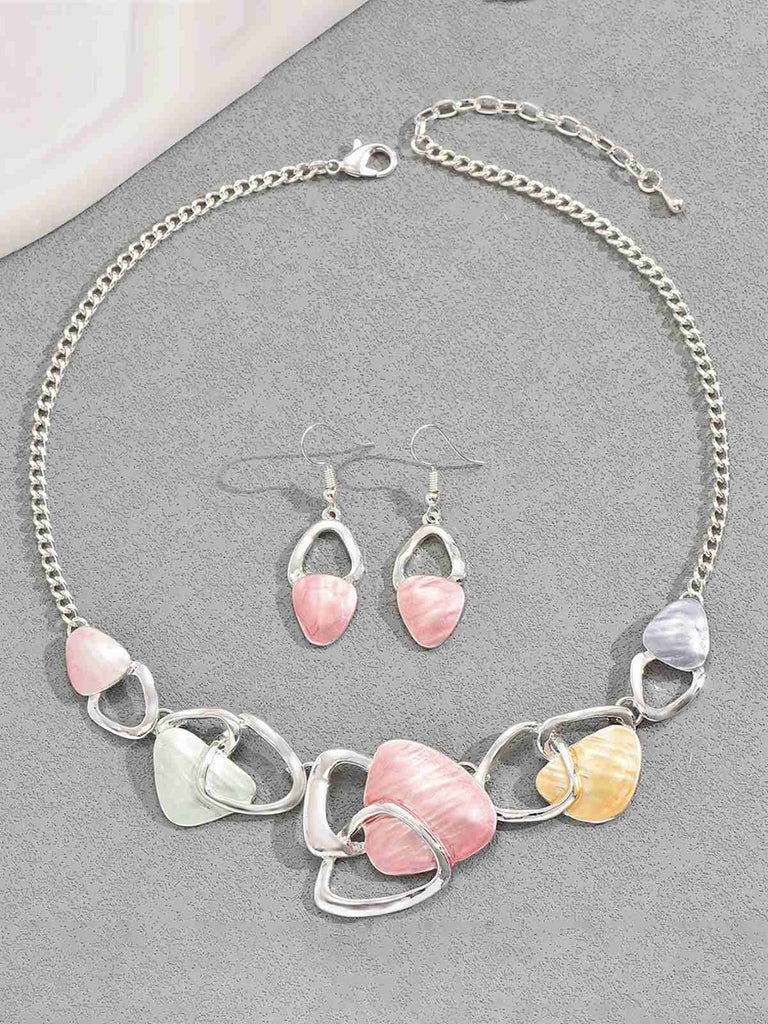 Multicolor Shell Necklace & Earrings Set - vintage fashion, retro style