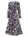 Navy Blue 1930s V-Neck Floral Dress, vintage dress, retro fashion, floral print - perfect for women who love vintage and retro fashion