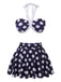 Navy Blue 1940s Polka Dot Halter Swimsuit — vintage elegance for the modern woman