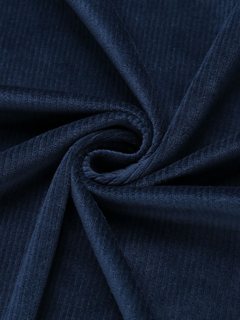 Navy Blue 1950s Corduroy Long Coat - vintage fashion, retro style