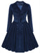 Navy Blue 1950s Corduroy Long Coat - vintage fashion, retro style