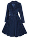 Navy Blue 1950s Corduroy Long Coat - vintage fashion, retro style