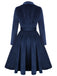 Navy Blue 1950s Corduroy Long Coat - vintage fashion, retro style